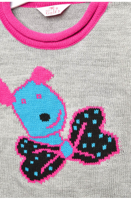 Туника детская для девочки серого цвета с принтом 203373L