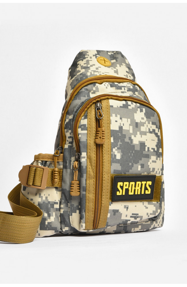 Сумка мужская через плечо текстиль серого цвета с принтом 203623L