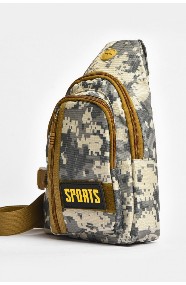 Сумка мужская через плечо текстиль серого цвета с принтом 203623L