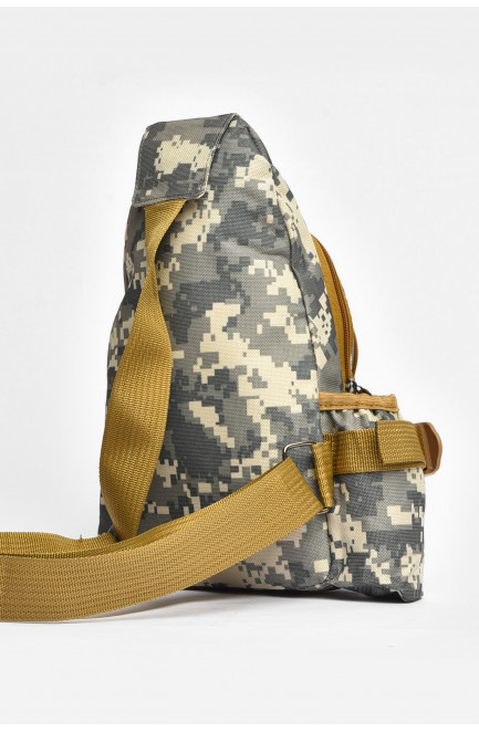 Сумка мужская через плечо текстиль серого цвета с принтом 203623L