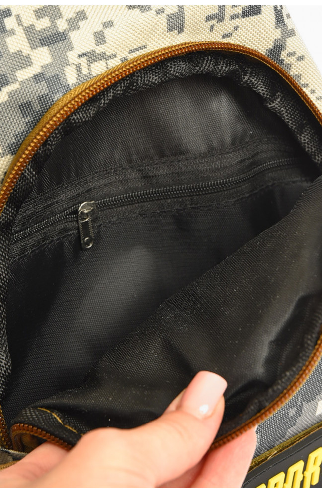 Сумка мужская через плечо текстиль серого цвета с принтом 203623L