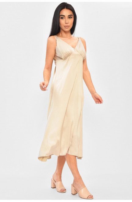 Платье женское однотонное бежевого цвета 203743L