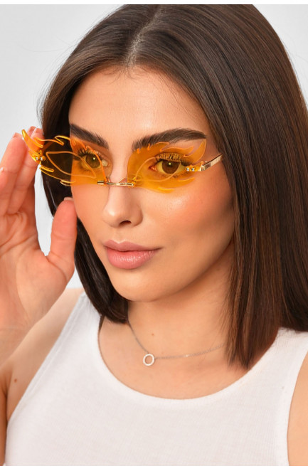 Очки-пламя женские узкие желтого цвета 204200L