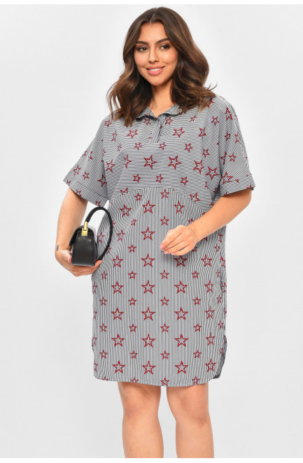 Туника женская полубатальная с принтом звездочки 204438L