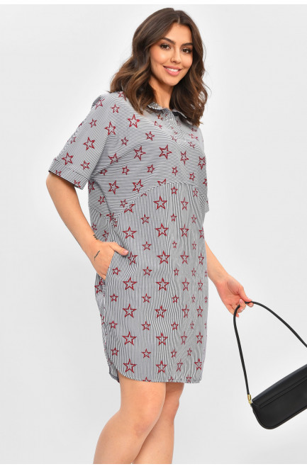 Туника женская полубатальная с принтом звездочки 204438L