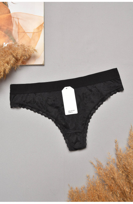Стринги женские однотонные черного цвета 204785L