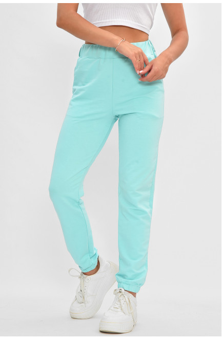 Спортивные штаны женские мятного цвета с поясной сумкой 204913L