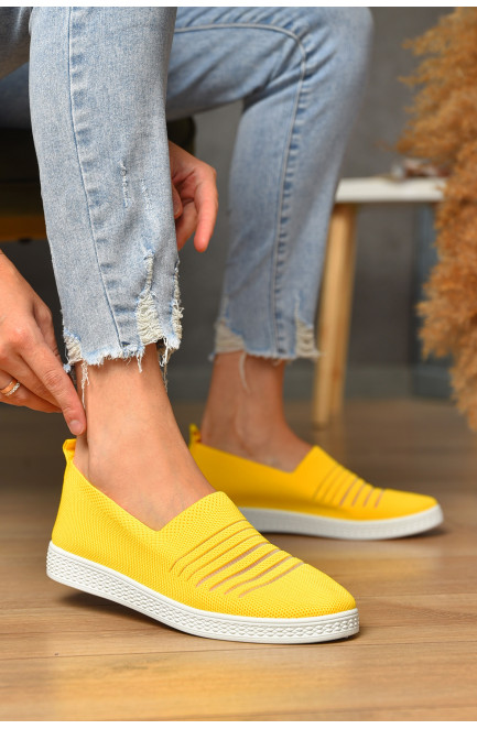 Мокасины женские желтого цвета текстиль 204952L