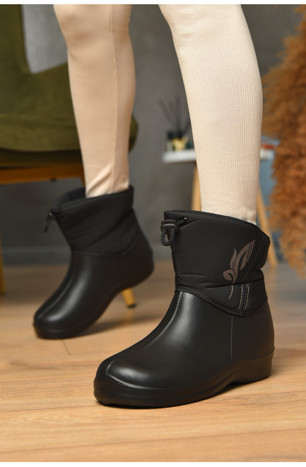 Дутики женские на меху черного цвета 204996L