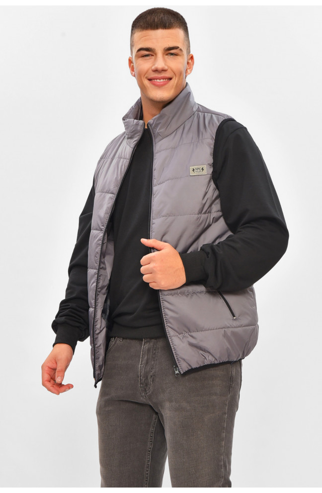 Жилетка мужская демисезонная серого цвета 205484L