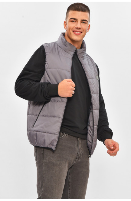 Жилетка мужская демисезонная серого цвета 205484L