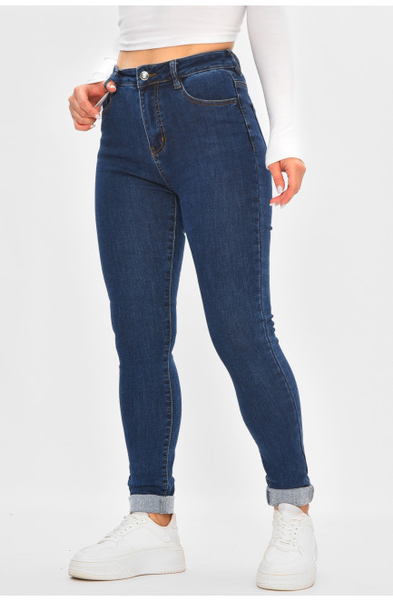 Джинсы женские утепленные темно-синего цвета 205508L