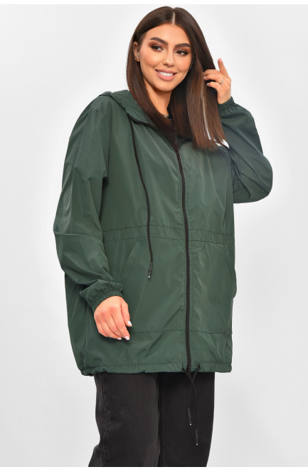 Ветровка женская однотонная тёмно-зеленого цвета 205787L Ветровка женская однотонная тёмно-зеленого цвета 205787L