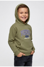 Свитшот детский для мальчика на флисе оливкового цвета 205993L