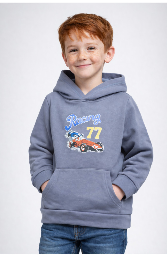 Свитшот детский для мальчика на флисе серого цвета 206000L