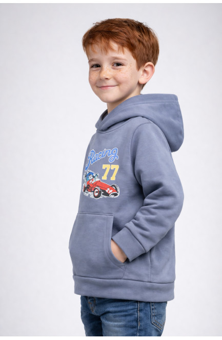 Свитшот детский для мальчика на флисе серого цвета 206000L