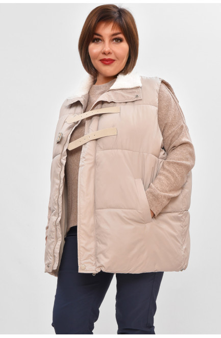 Жилетка женская батал демисезонная светло-серого цвета 206033L