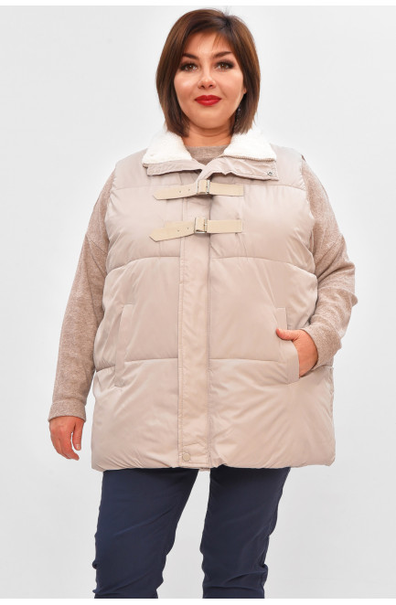 Жилетка женская батал демисезонная светло-серого цвета 206033L