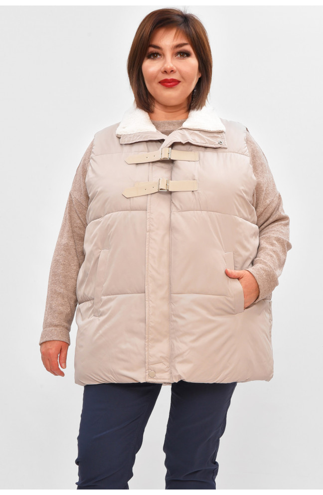 Жилетка женская батал демисезонная светло-серого цвета 206033L