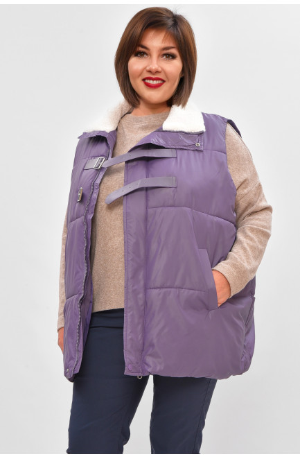 Жилетка женская батал демисезонная сиреневого цвета 206034L