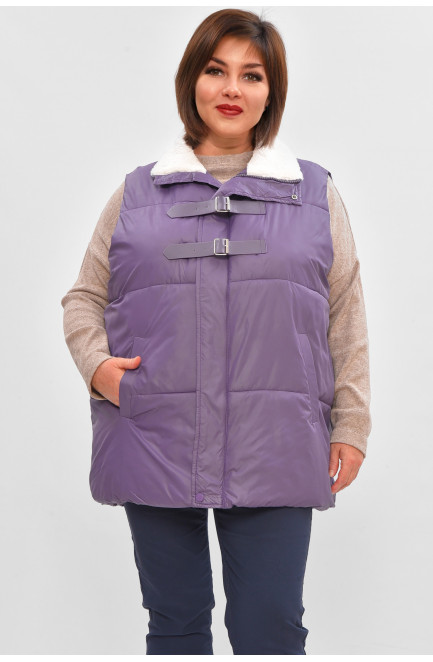 Жилетка женская батал демисезонная сиреневого цвета 206034L