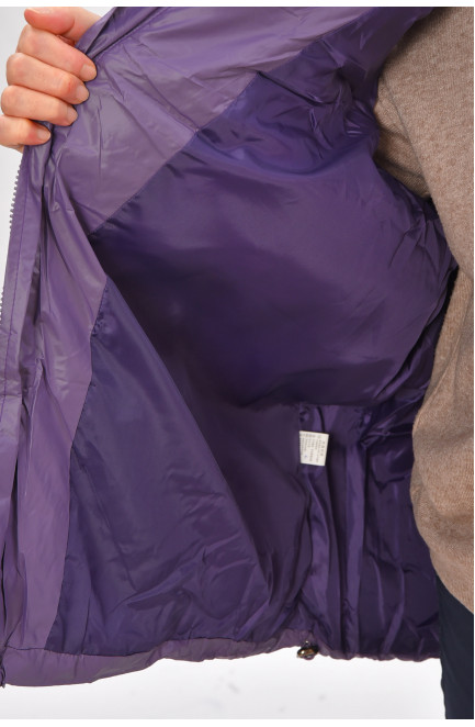 Жилетка женская батал демисезонная сиреневого цвета 206034L