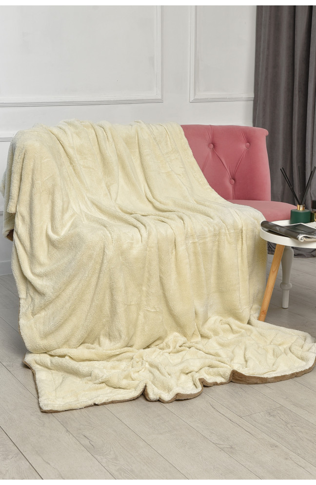 Плед двухсторонний белого и бежевого цвета размер 160*200 206103L