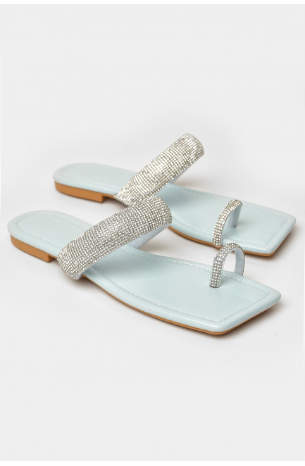 Шлепанцы женские голубого цвета 206114L