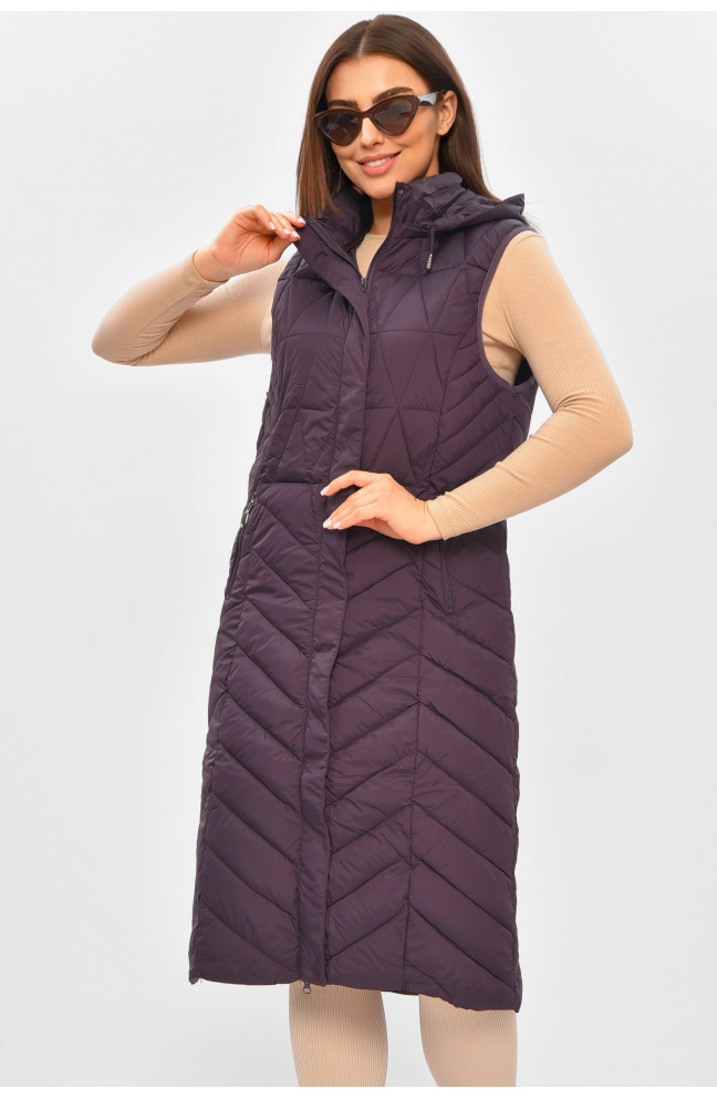 Жилетка женская удлиненная фиолетового цвета 206116L