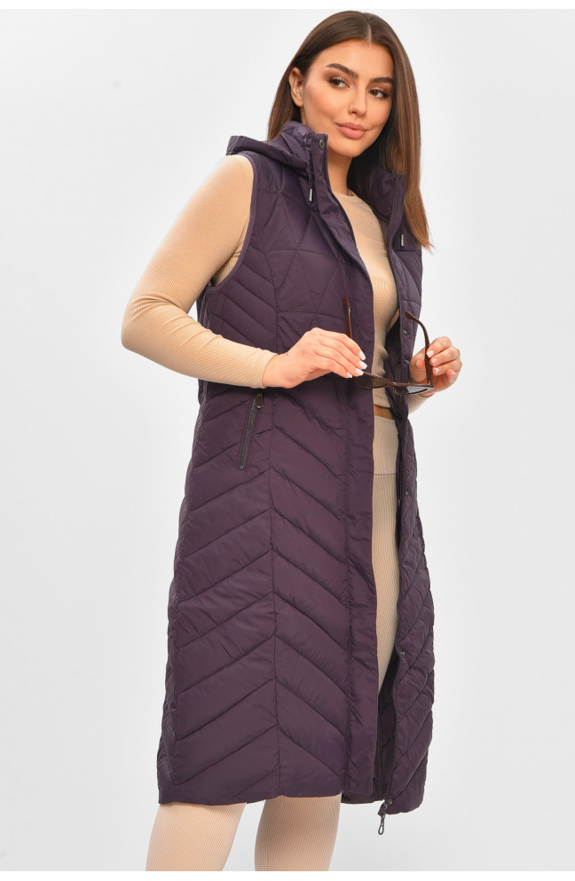 Жилетка женская удлиненная фиолетового цвета 206116L