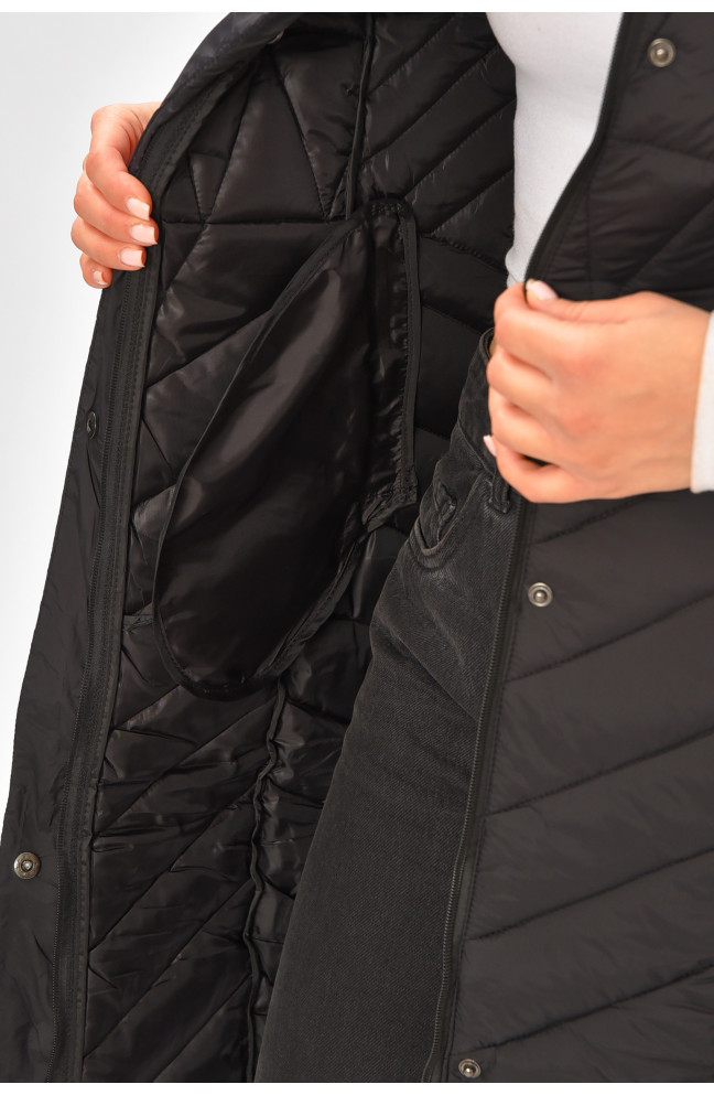 Жилетка женская удлиненная черного цвета 206117L