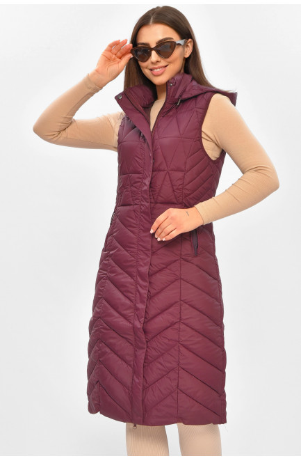 Жилетка женская удлиненная бордового цвета 206118L