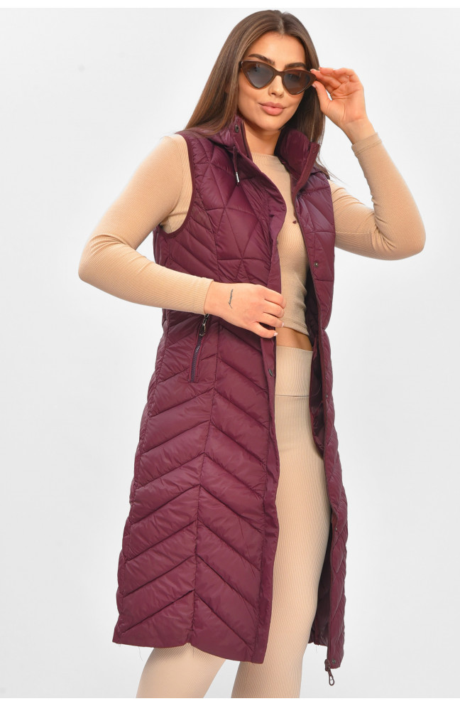 Жилетка женская удлиненная бордового цвета 206118L