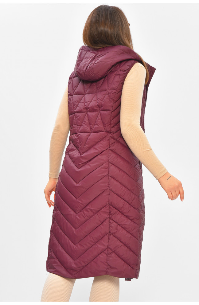 Жилетка женская удлиненная бордового цвета 206118L