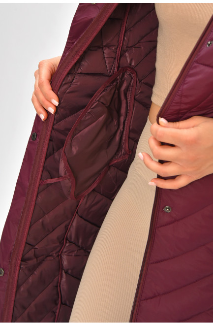 Жилетка женская удлиненная бордового цвета 206118L