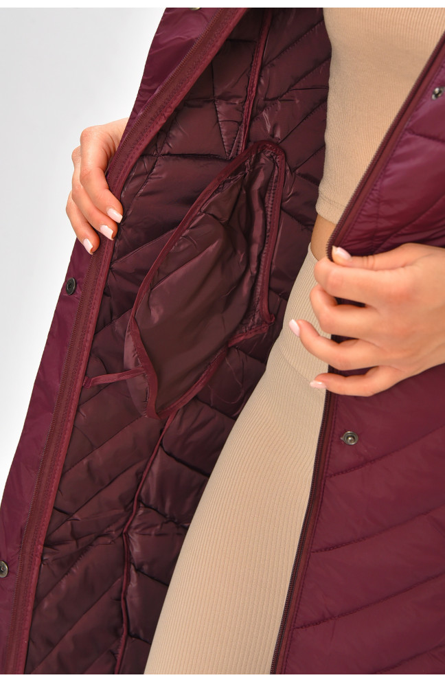 Жилетка женская удлиненная бордового цвета 206118L