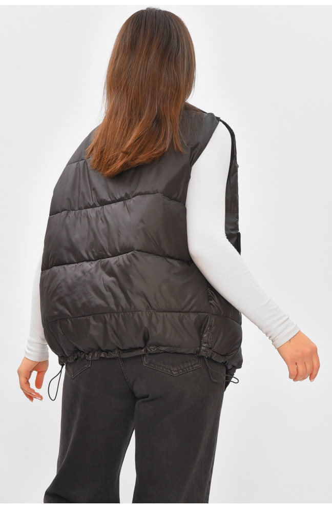 Жилетка женская однотонная черного цвета 206119L