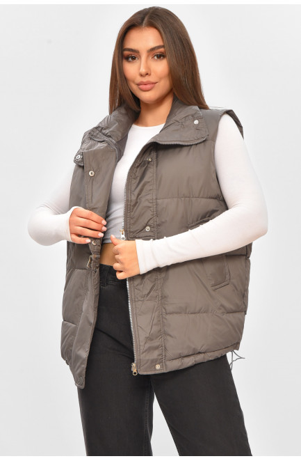 Жилетка женская однотонная серого цвета 206120L