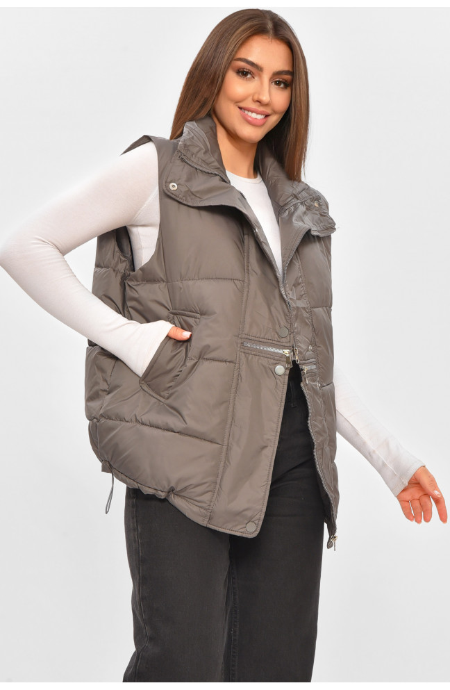Жилетка женская однотонная серого цвета 206120L