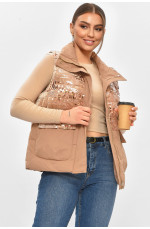 Жилетка женская однотонная тёмно-бежевого цвета с пайетками 206132L