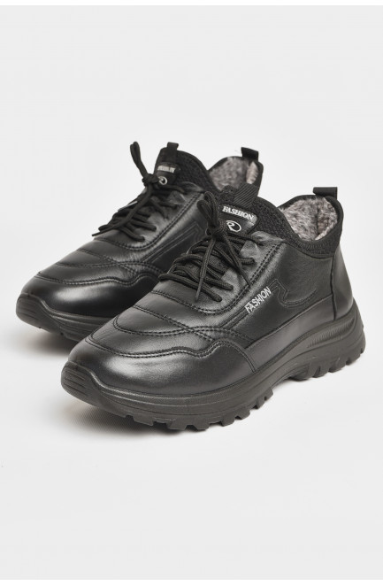 Кроссовки мужские с искуственным мехом черного цвета 206253L