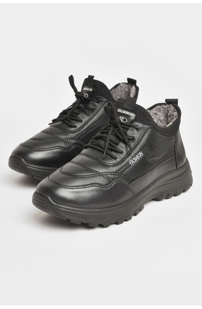 Кроссовки мужские с искуственным мехом черного цвета 206253L