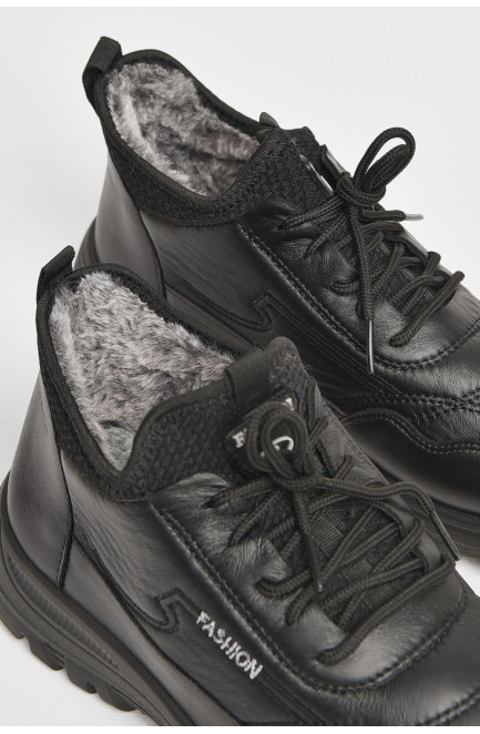 Кроссовки мужские с искуственным мехом черного цвета 206253L