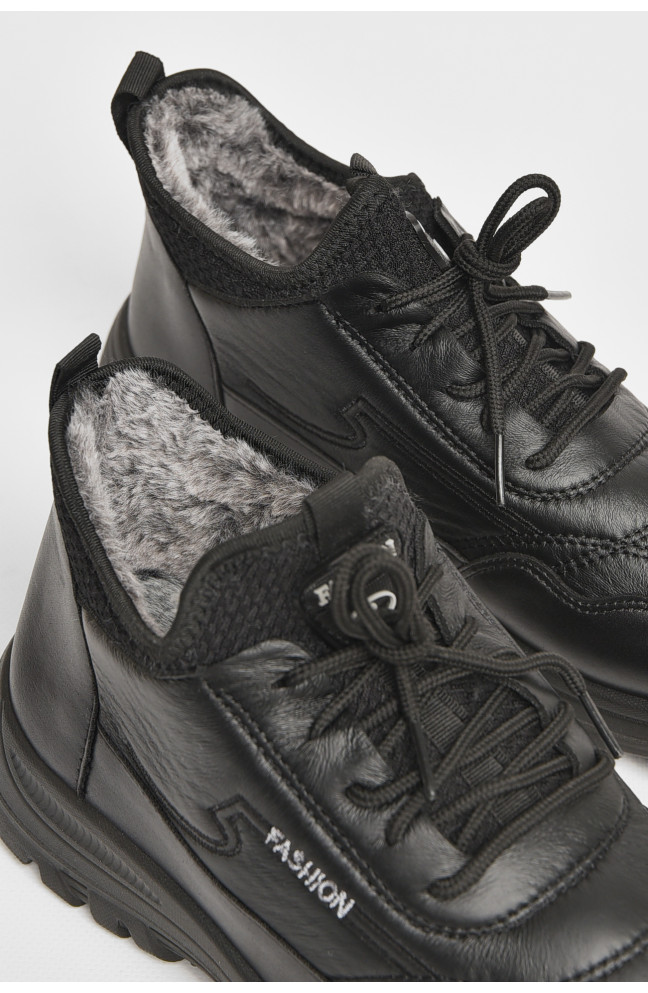 Кроссовки мужские с искуственным мехом черного цвета 206253L