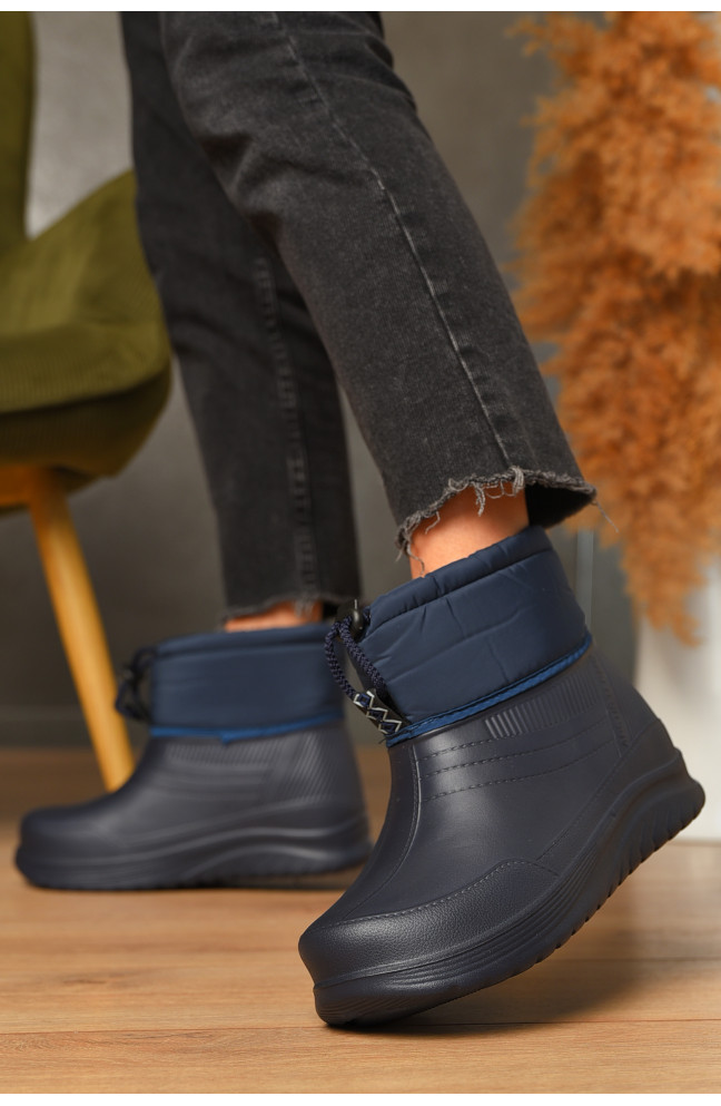 Дутики женские на меху синего цвета 206312L