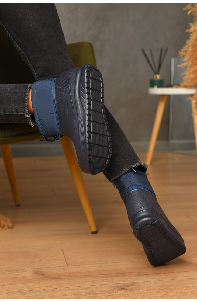 Дутики женские на меху синего цвета 206312L