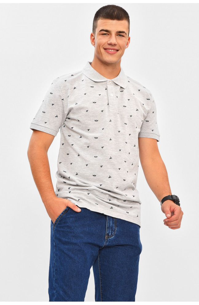 Футболка мужская серого цвета с принтом 206324L