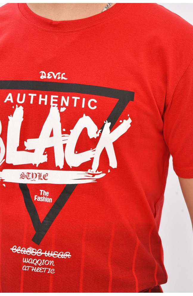 Футболка мужская красного цвета с принтом 206337L