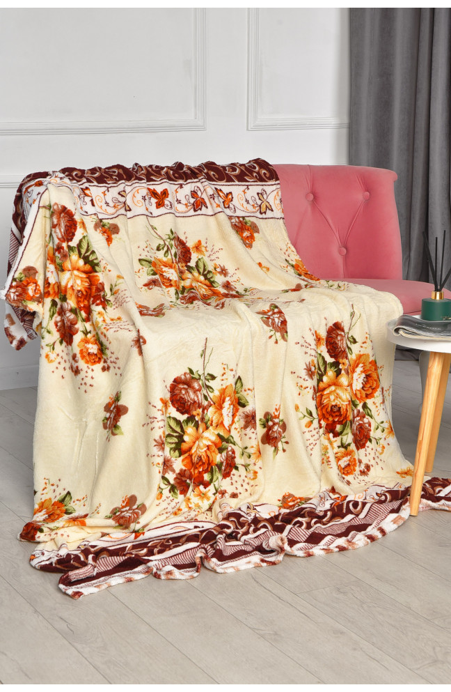 Плед молочного цвета с принтом размер 150*200 206391L