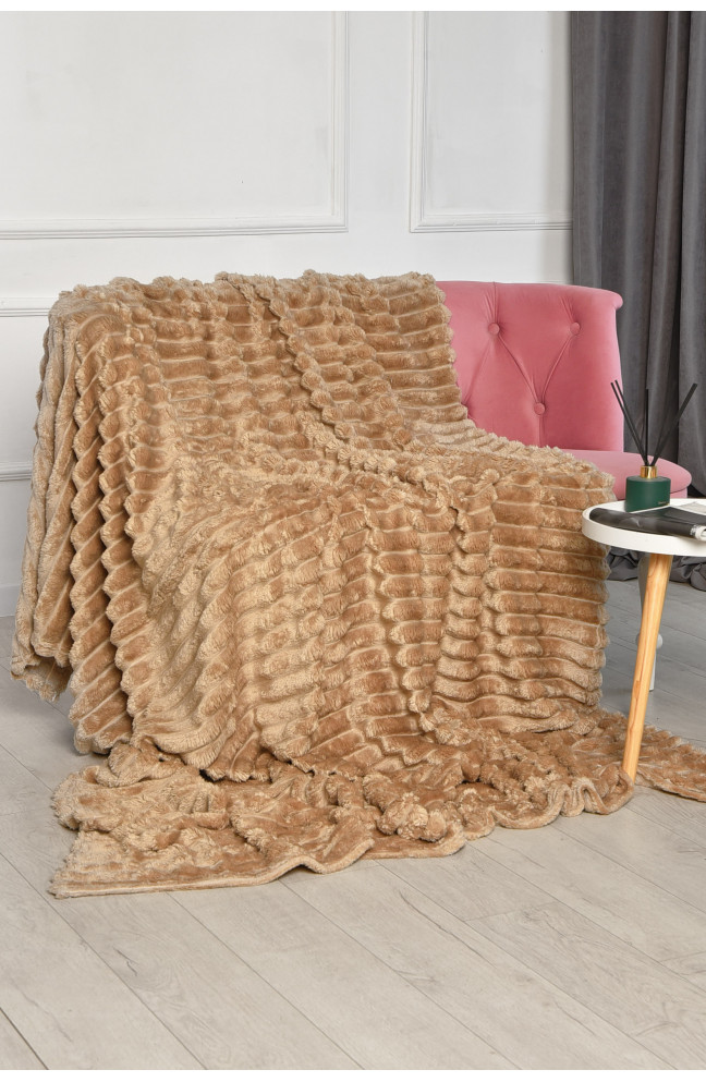 Плед однотонный бежевого цвета размер 200*230 206476L